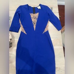 Mason Blue Dress with Lace Accents